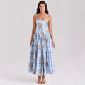 Yasmeen Blue Floral Midi Dress [LA7CVDOV]
