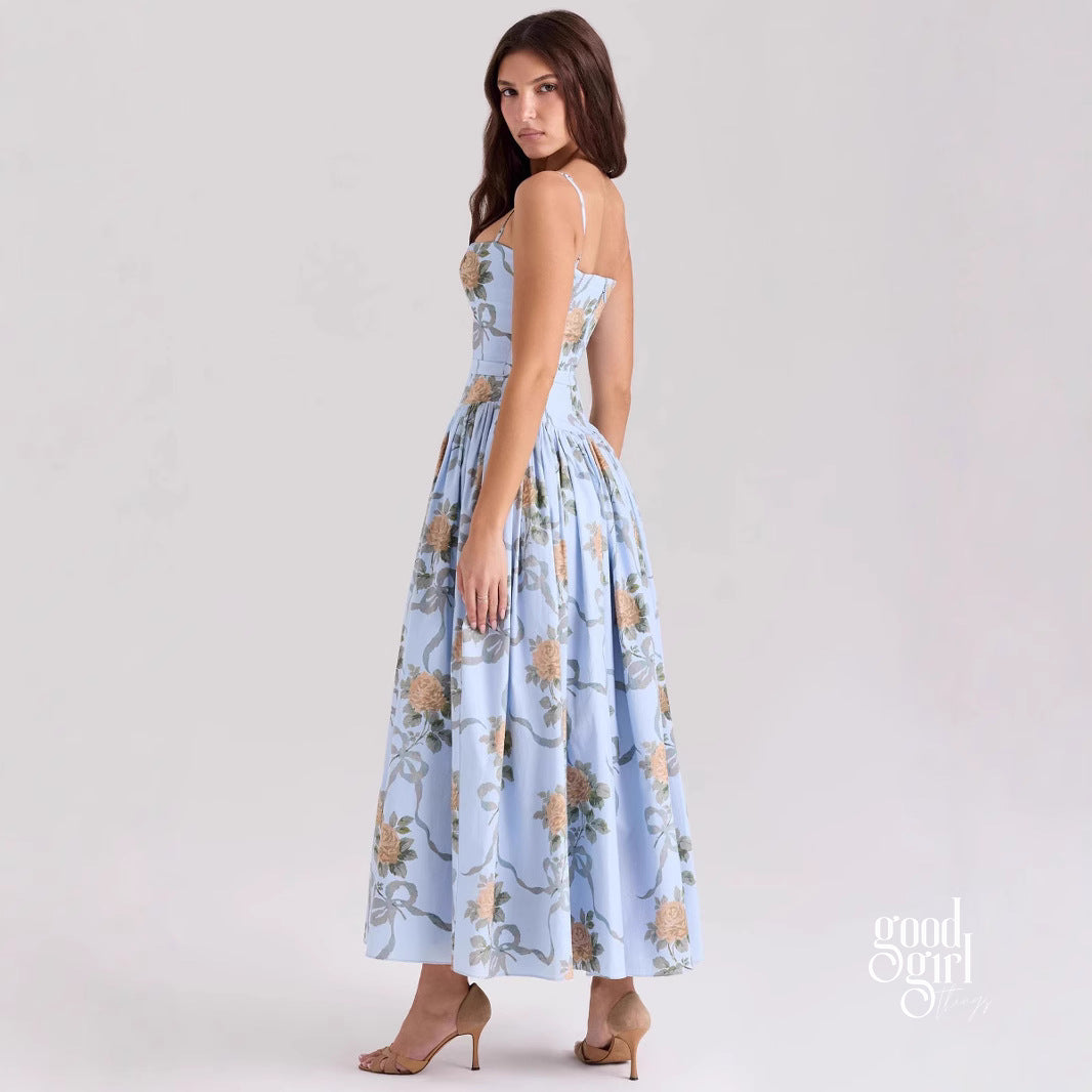 Yasmeen Blue Floral Midi Dress [5Y4QG2OA]