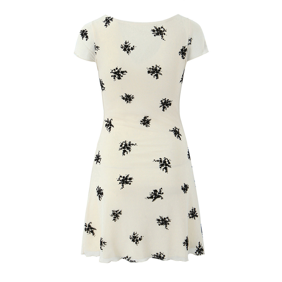 Zamzam Flocked Lace Mini Dress [7THNAOGD]