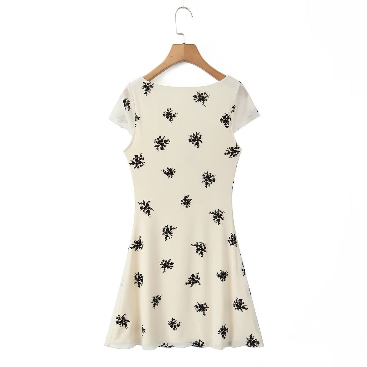 Zamzam Flocked Lace Mini Dress [BSXVF59L]