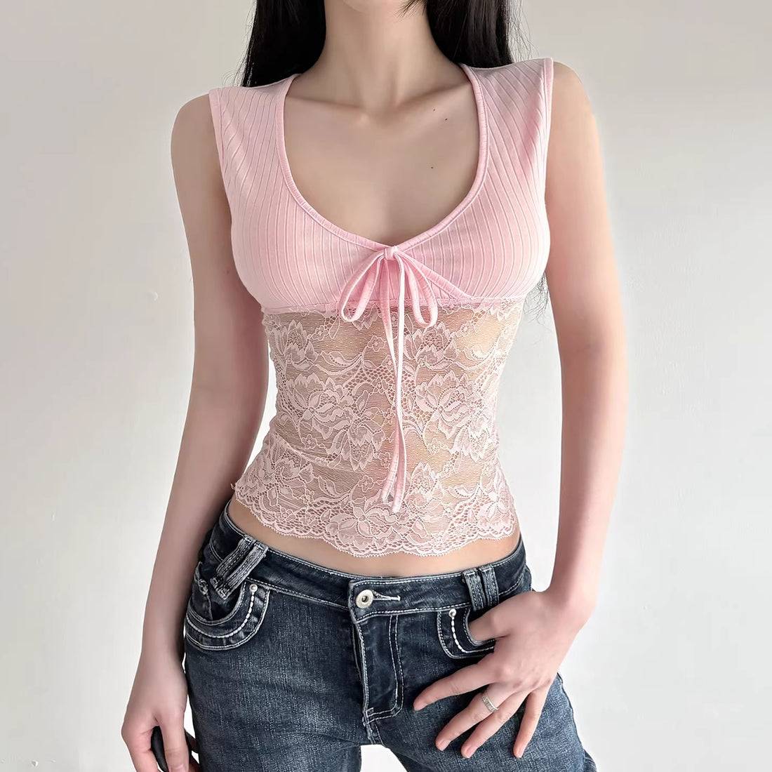 Renatta Lace-Up V-Neck Vest