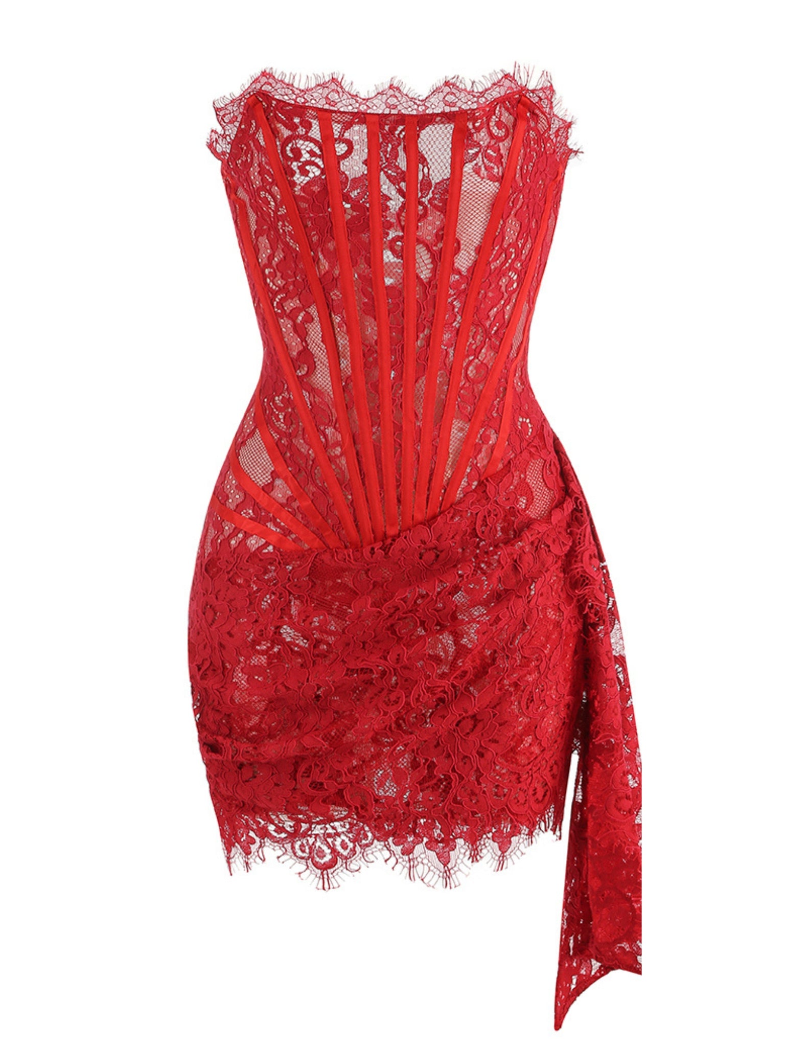 Indra Corset Lace Mini Dress in Red Indra Corset Lace Mini Dress in Red