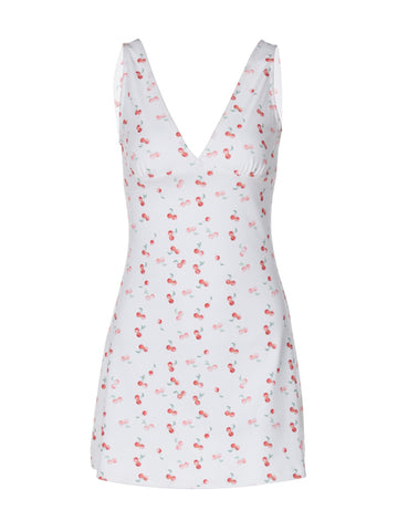 Apryl Cherry Print Mini Dress