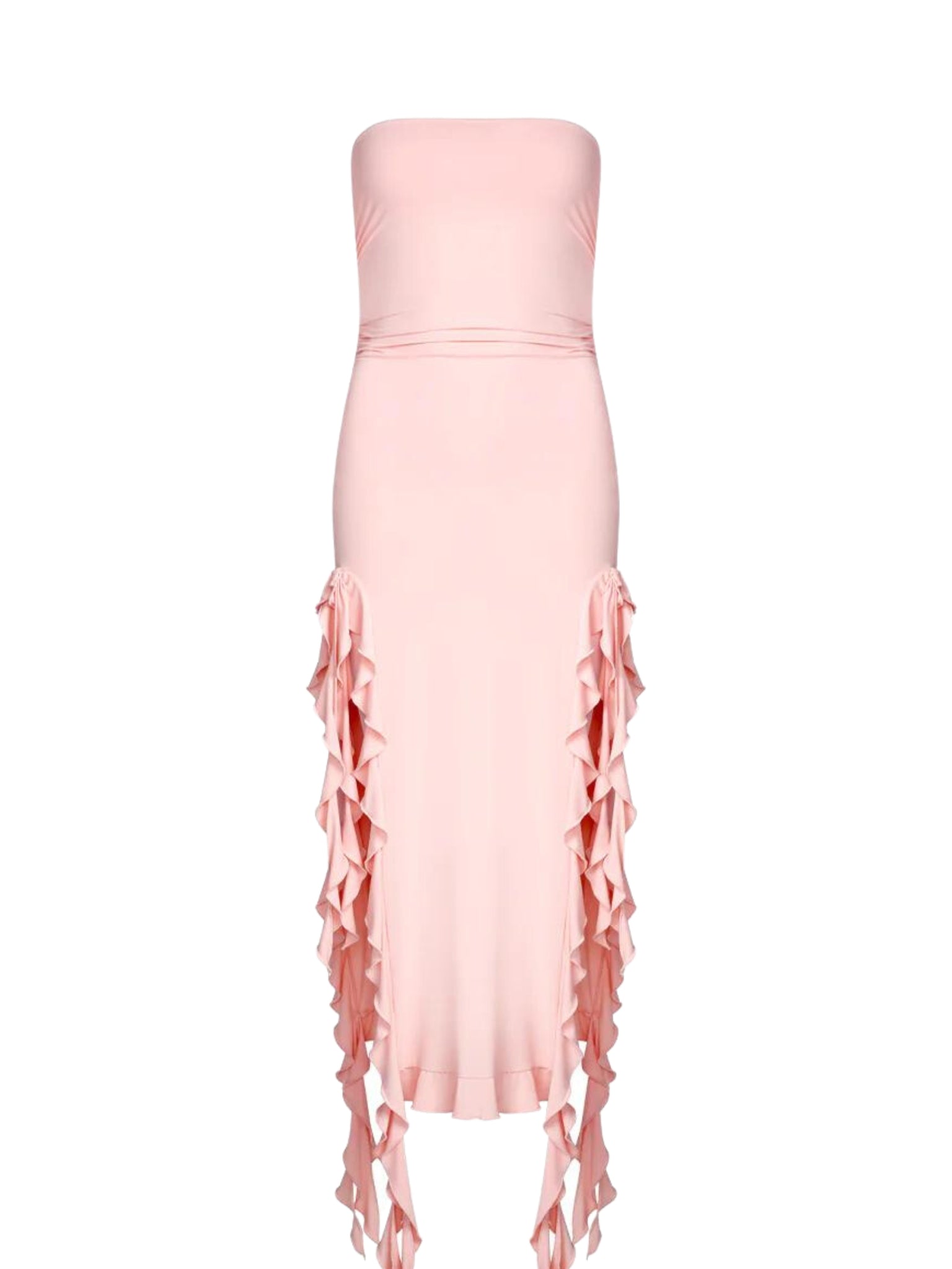 Lisa Strapless Ruffle Dress in Pink