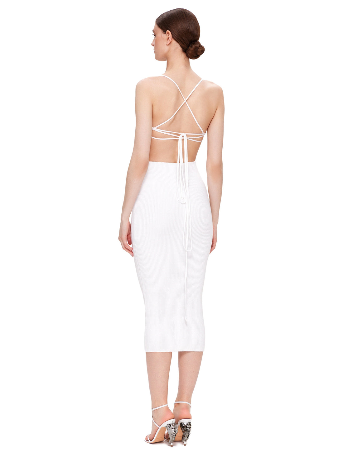 Elenore Knitted Midi Dress in White