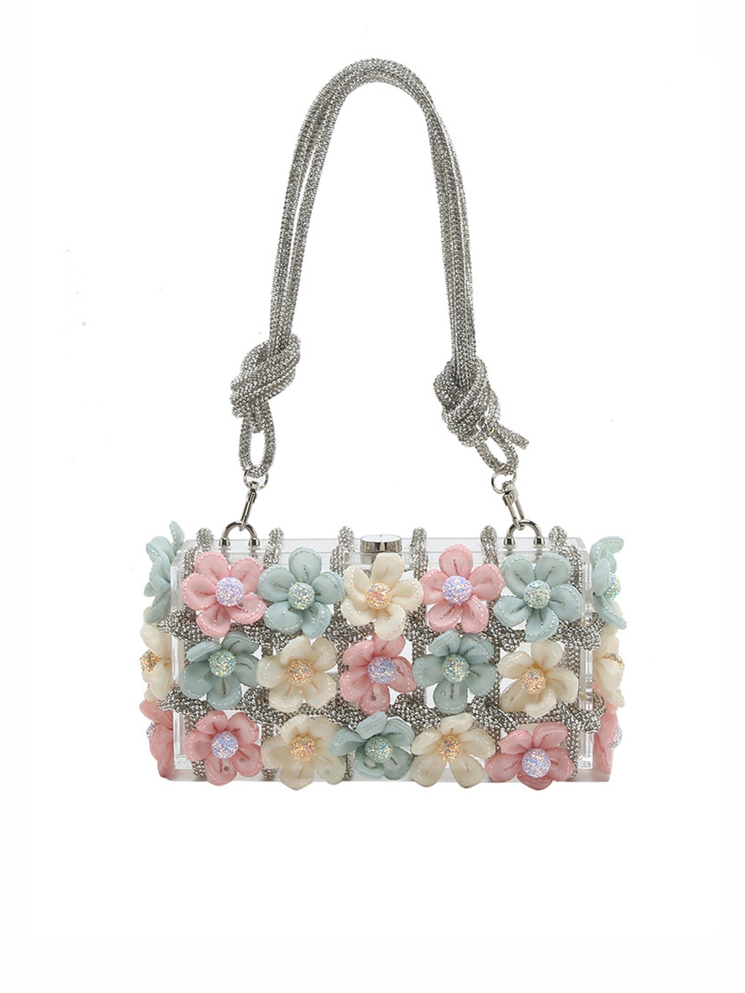 Aura Diamond & Floral Embroidered Shoulder Bag